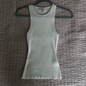 Dissh white scoop-neck tank top cotton silk